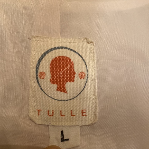 Anthropologie Tulle Brand Off White Trench Coat 🤍 100% Cotton 2 Deep Pockets - Picture 7 of 10